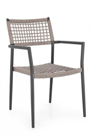 BIZZOTTO Zahradní židle CALETA černá se šedým výpletem