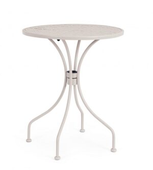 BIZZOTTO Kulatý zahradní kovový stůl LIZETTE světlý ø60 cm