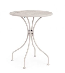 BIZZOTTO Kulatý zahradní kovový stůl LIZETTE světlý ø60 cm