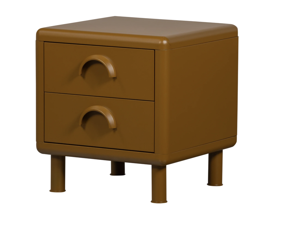 WOOOD Noční stolek RUNE se dvěma šuplíky oranžový