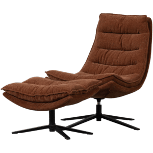WOOOD Otočné křeslo s podnožkou KUBE hnědé