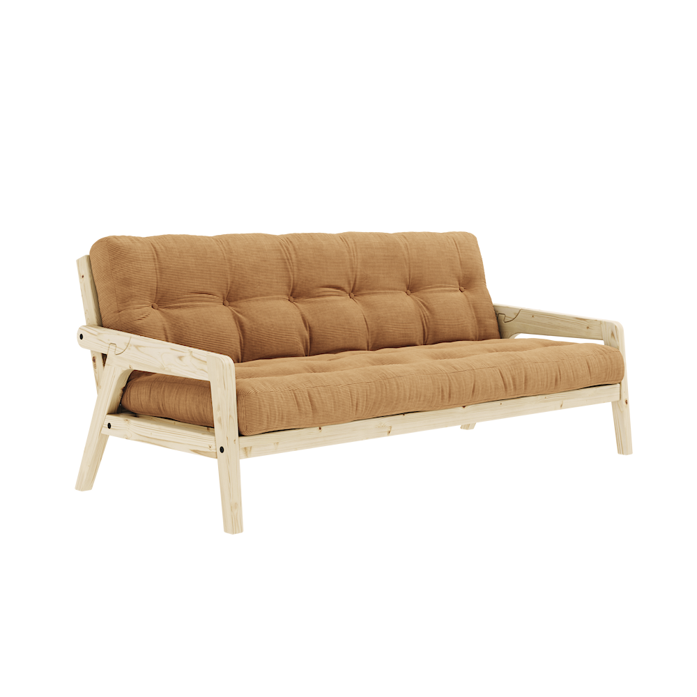 KARUP DESIGN Dřevěná rozkládací pohovka GRAB karamelově hnědá 204 cm