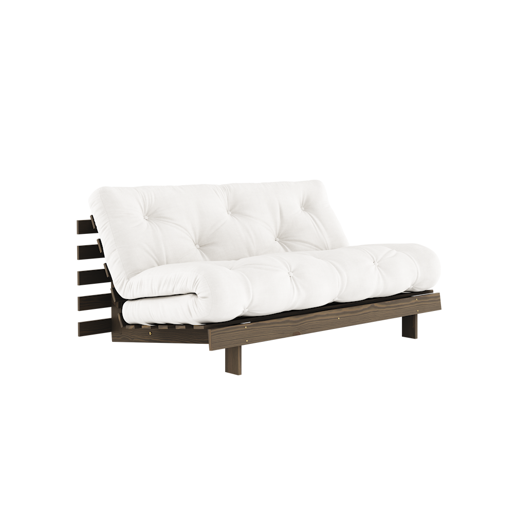 KARUP DESIGN Přírodní rozkládací pohovka ROOTS s konstrukcí z tmavě hnědého dřeva 160x200 cm