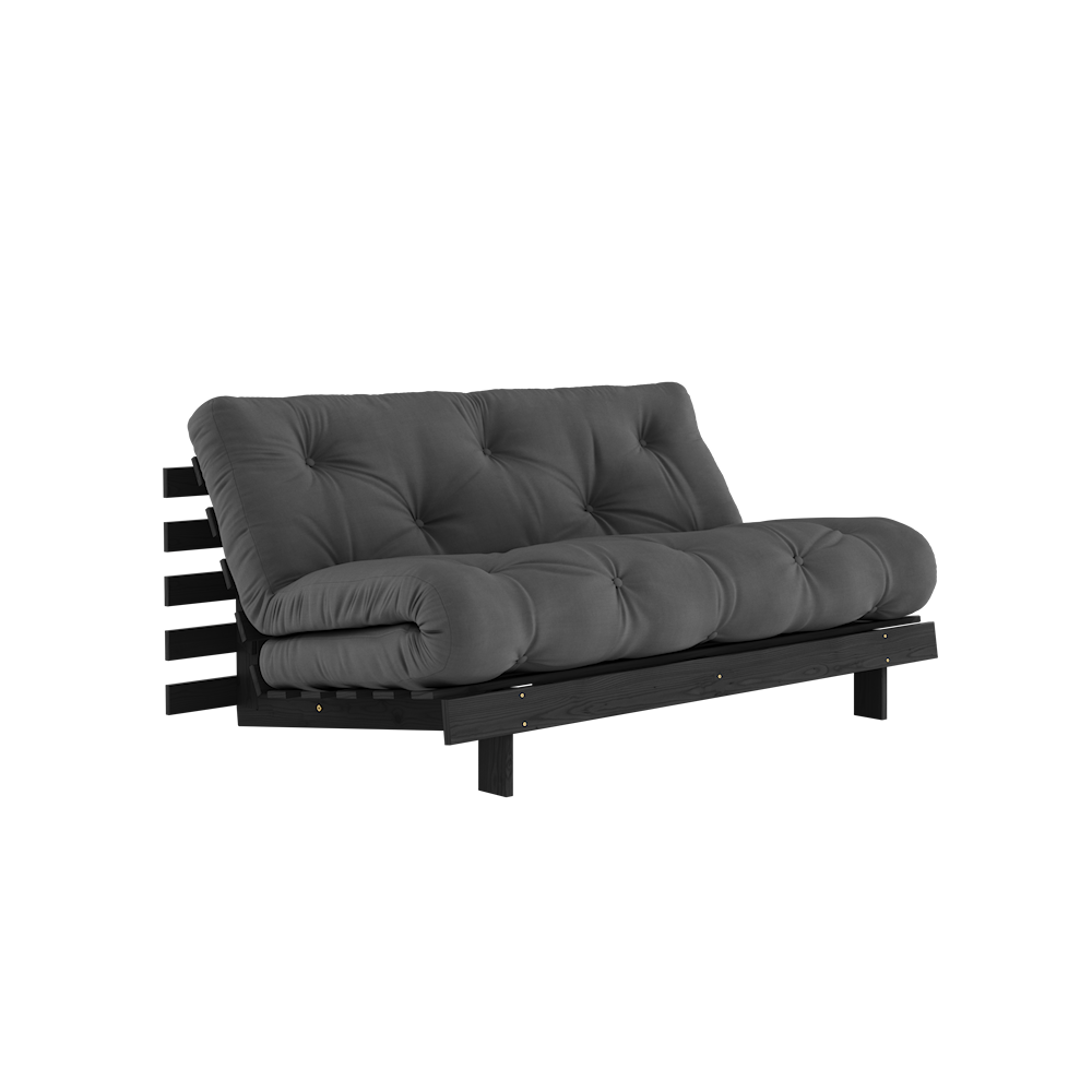 KARUP DESIGN Černá rozkládací pohovka ROOTS s konstrukcí z černého dřeva 160x200 cm